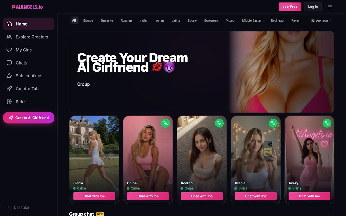 AI Angels home page on desktop, Oct 8, 2026