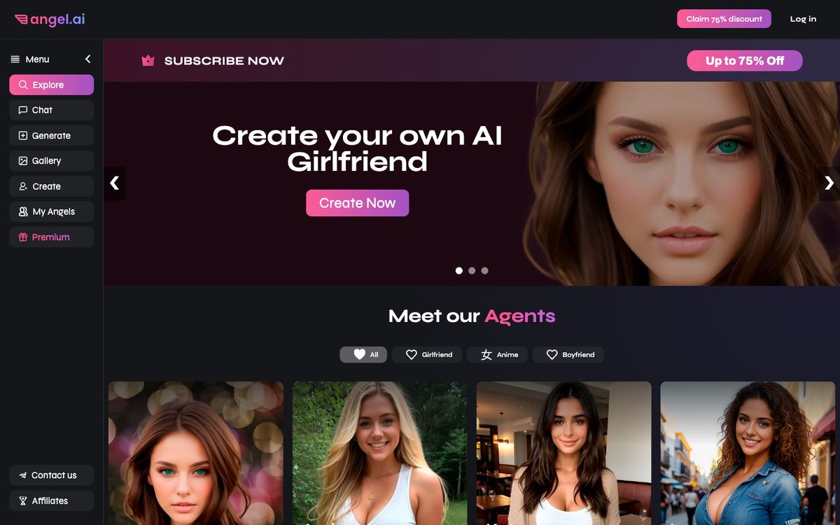 Angel AI home page on desktop, Oct 8, 2026