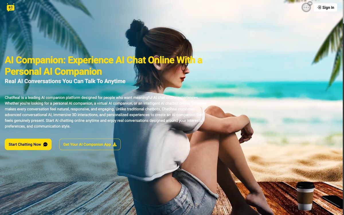 ChatReal AI home page on desktop, Oct 8, 2026