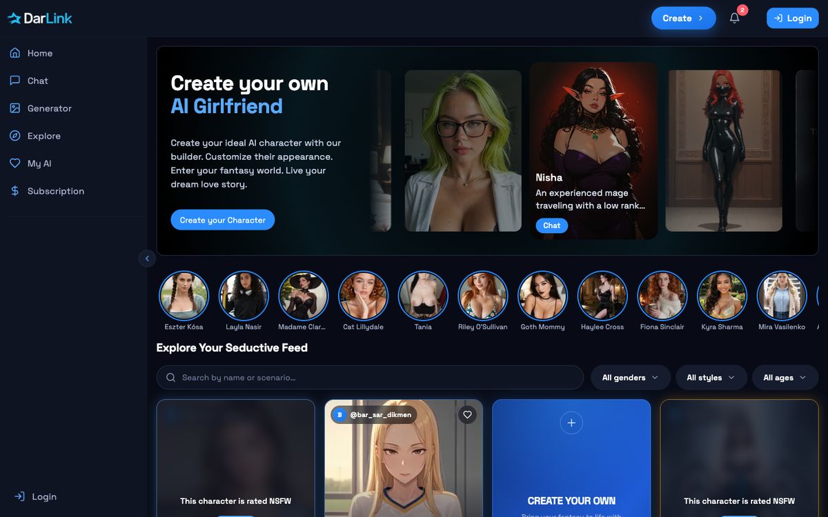 DarLink AI home page on desktop, Oct 8, 2026