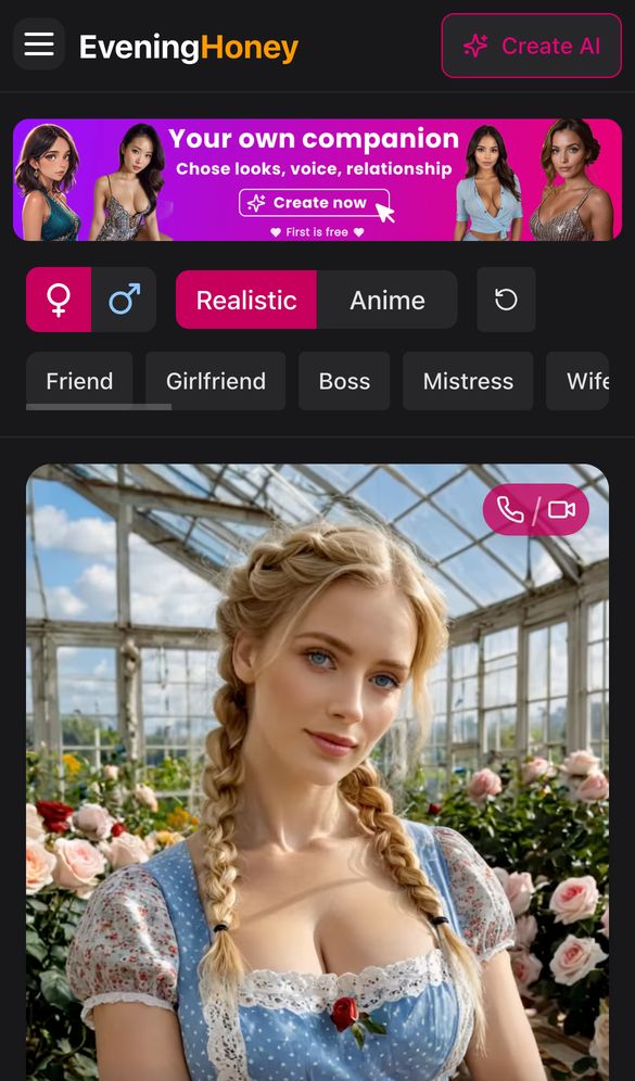 EveningHoney home page on a phone, Oct 8, 2026