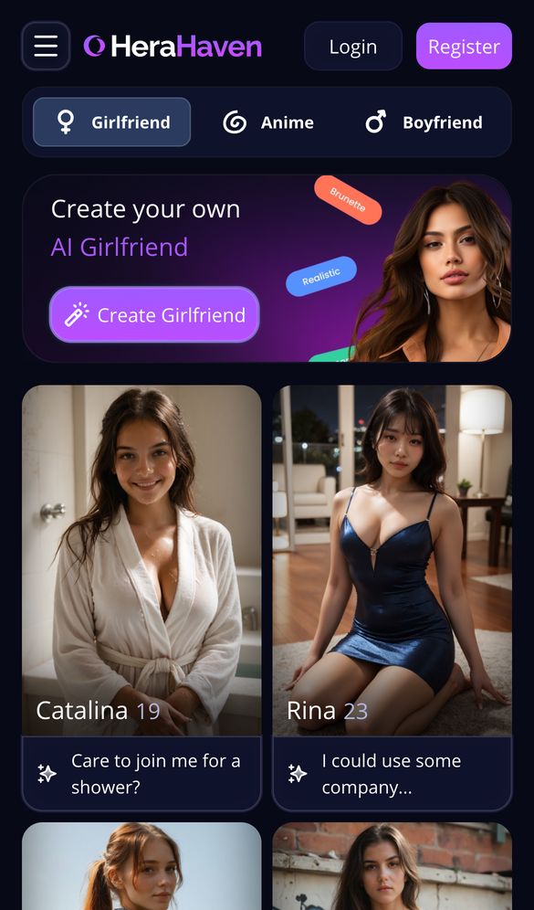 HeraBoyfriend home page on a phone, Oct 8, 2026