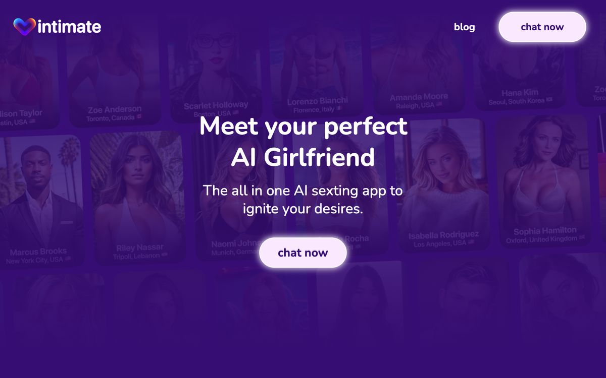Intimate home page on desktop, Oct 8, 2026