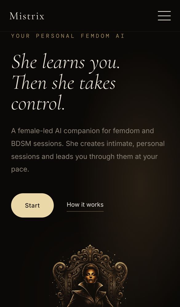 Mistrix home page on a phone, Oct 8, 2026