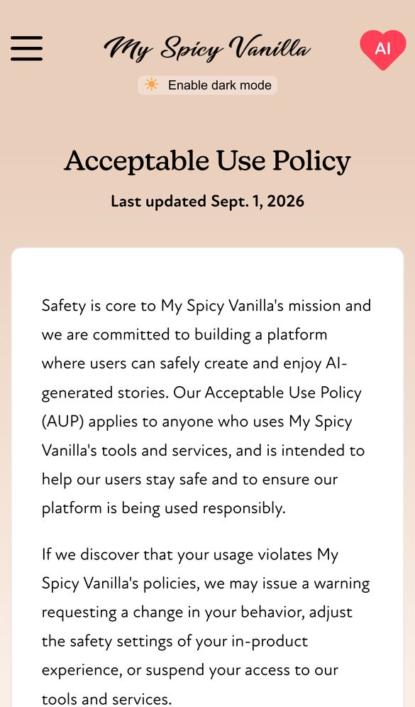 My Spicy Vanilla home page on a phone, Oct 8, 2026