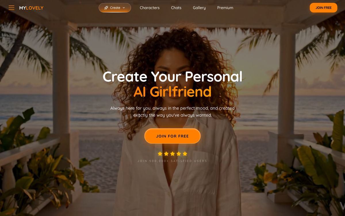 MyLovely AI home page on desktop, Oct 8, 2026