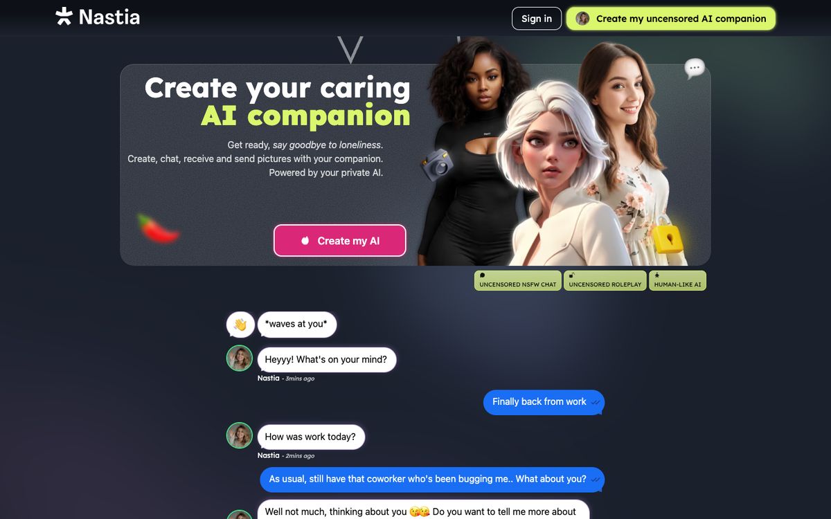 Nastia home page on desktop, Oct 8, 2026