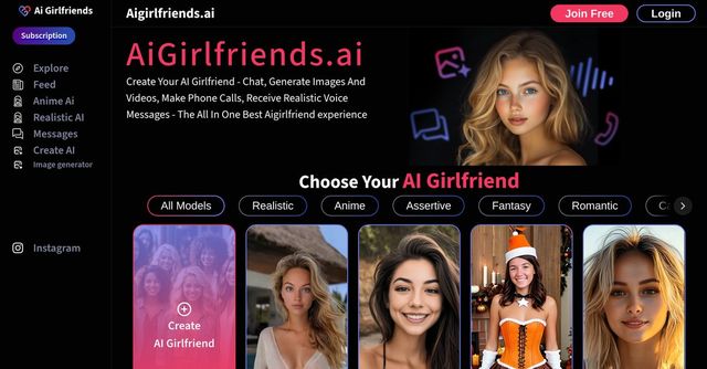 AIGirlfriends.ai demo frame