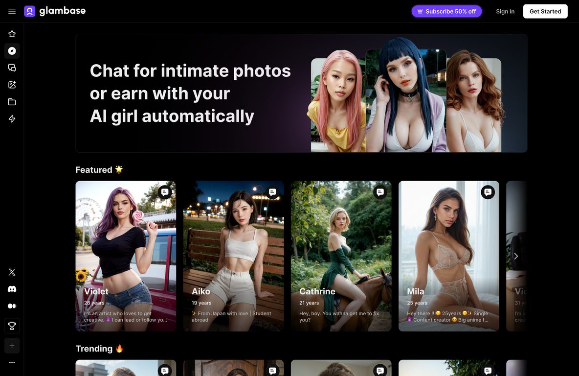 Glambase AI app screenshot